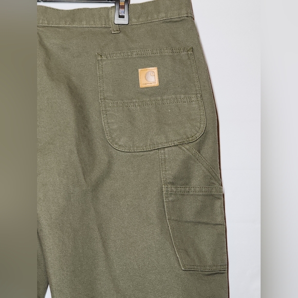 Carhartt Pant Mens Moss Loose Fit Washed Duck Utility Work B11 Canvas 44 x 34 - Picture 4 of 8
